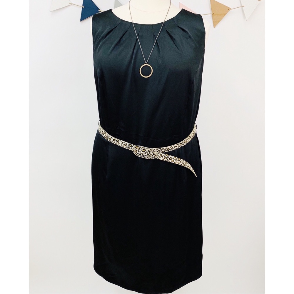 Plus Size Sleeveless Black Dress w/Leopard Belt